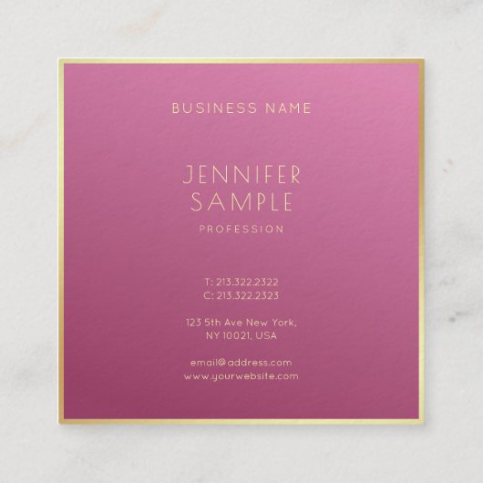 エレガント金ゴールドレッドモダンプロフェッショナル芸術的ルクセ スクエア名刺 (裏面)