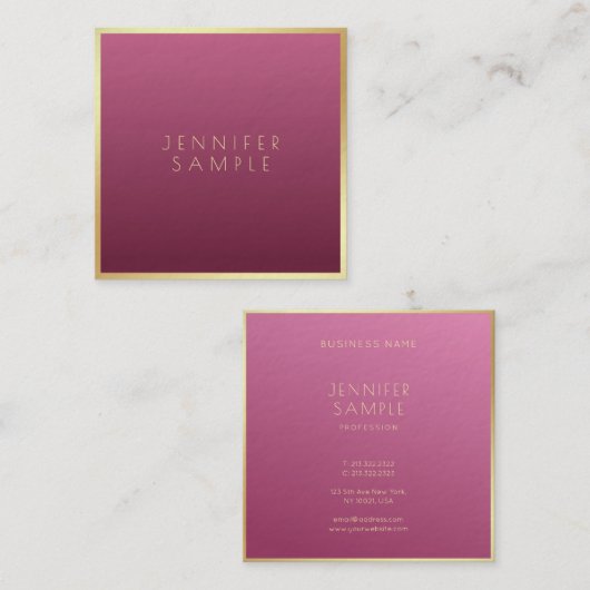 エレガント金ゴールドレッドモダンプロフェッショナル芸術的ルクセ スクエア名刺 (正面/裏面)