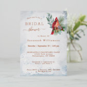 エレガント金ゴールドレッド（鳥）ショウジョウコウカンチョウクリスマスブライダルシャワー 箔招待状 (立ち正面)