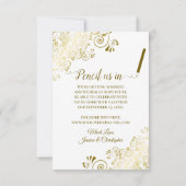 エレガント金ゴールドレースオーバル写クラシック真ホワ結婚イト セーブザデート (裏面)