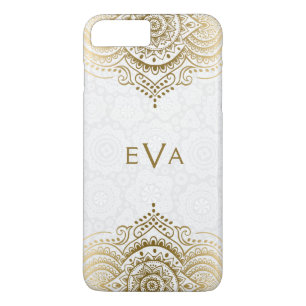 エレガント金ゴールドレースカスタム白背景 iPhone 8 PLUS/7 PLUSケース