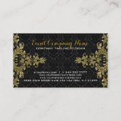 エレガント金ゴールドレースブラックダマスク 名刺 (裏面)