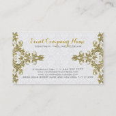 エレガント金ゴールドレースホワイトダマスク 名刺 (裏面)