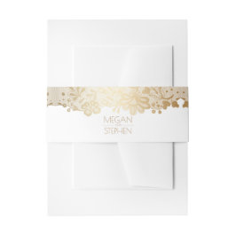 エレガント金ゴールドレース結婚ホワイト 招待状ベリーバンド
