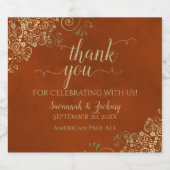 エレガント金ゴールドレースRust Orange結婚's Thank You ビールラベル (シングルラベル)