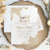 エレガント金ゴールドレー華美スSweet sixteen16誕生日 招待状