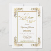 エレガント金ゴールドレ華美ース誕生日ディナーパーティー 招待状 (正面)