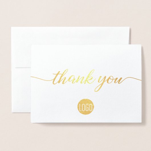 エレガント金ゴールドロゴありがとうフォイル 箔カード (封筒付き正面)