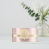 エレガント金ゴールドロータスバラ金ゴールドヨガインストラクター 名刺 (スタンド正面)