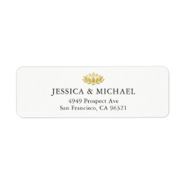 エレガント金ゴールドロータスフラワーカスタム差出人住所 ラベル