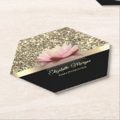 エレガント金ゴールドロータスフラワーヨガインストラクター ペーパーコースター (アングル)