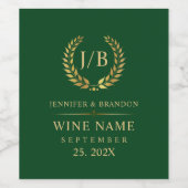 エレガント金ゴールドローレルリースオングリーン ワインラベル (シングルラベル)