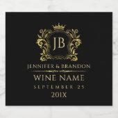 エレガント金ゴールドローレルリースクラウン スパークリングワインラベル (シングルラベル)