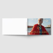 エレガント金ゴールドローレルリース写真退職パーティー ゲストブック (全面)