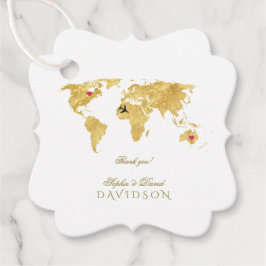 エレガント金ゴールドワールドマップデスティネーションウェディング フェイバータグ