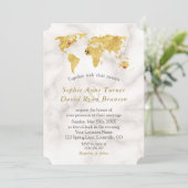 エレガント金ゴールドワールドマップデスティネーションウェディング 招待状 (スタンド正面)