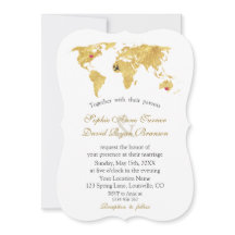 エレガント金ゴールドワールドマップデスティネーションウェディング