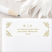 エレガント金ゴールドヴィンテージウェディング差出人住所 ラベル (インサイチュ)