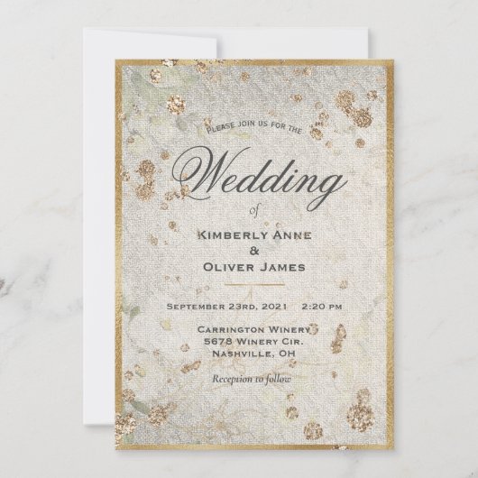 エレガント金ゴールドヴィンテージウェディング招待状 招待状 (正面)