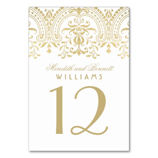 エレガント金ゴールドヴィンテージグラマ結婚ー テーブルナンバー (正面)