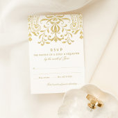 エレガント金ゴールドヴィンテージグラマ結婚ー 出欠カード