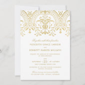 エレガント金ゴールドヴィンテージグラマ結婚ー 招待状 (正面)