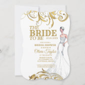 エレガント金ゴールドヴィンテージス結婚ワーズブライダルシャワー 招待状 (正面)