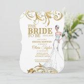 エレガント金ゴールドヴィンテージス結婚ワーズブライダルシャワー 招待状 (スタンド正面)