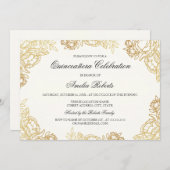 エレガント金ゴールドヴィンテージフローラキンセアニェラ招待状 招待状 (正面/裏面)