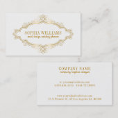 エレガント金ゴールドヴィンテージフローラフレーム 名刺 (正面/裏面)