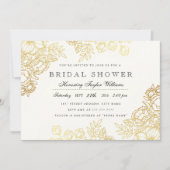 エレガント金ゴールドヴィンテージフローラブライダルシャワー招待状 招待状 (正面)
