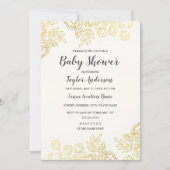 エレガント金ゴールドヴィンテージフローラベビーシャワー招待状 招待状 (正面)