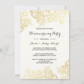 エレガント金ゴールドヴィンテージフローラ引っ越し祝いパーティーパーティー 招待状 (正面)