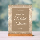 エレガント金ゴールドヴィンテージブライダルシャワーへようこそ アクリルサイン (ニュートラル)