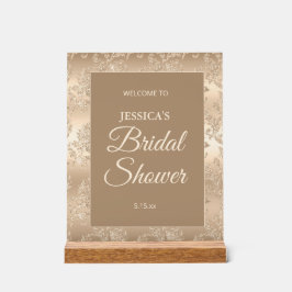 エレガント金ゴールドヴィンテージブライダルシャワーへようこそ アクリルサイン