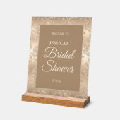 エレガント金ゴールドヴィンテージブライダルシャワーへようこそ アクリルサイン (傾斜)