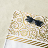 エレガント金ゴールドヴィンテージペイズリー ビーチタオル (インサイチュ)