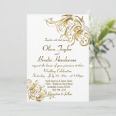 エレガント金ゴールドヴィンテージ旋回結婚式招待状 (スタンド正面)