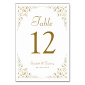 エレガント金ゴールドヴィンテージ結婚植物学 テーブルナンバー (裏面)