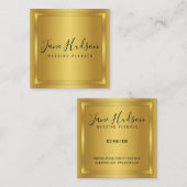 エレガント金ゴールド上の金ゴールドミニマル編集可能 スクエア名刺 (正面/裏面)
