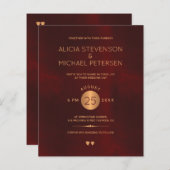 エレガント金ゴールド予算結婚式招待状 (正面/裏面)