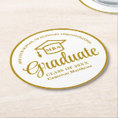 エレガント金ゴールド事業学校卒業党 ラウンドペーパーコースター (アングル)