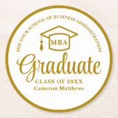 エレガント金ゴールド事業学校卒業党 ラウンドペーパーコースター (正面)