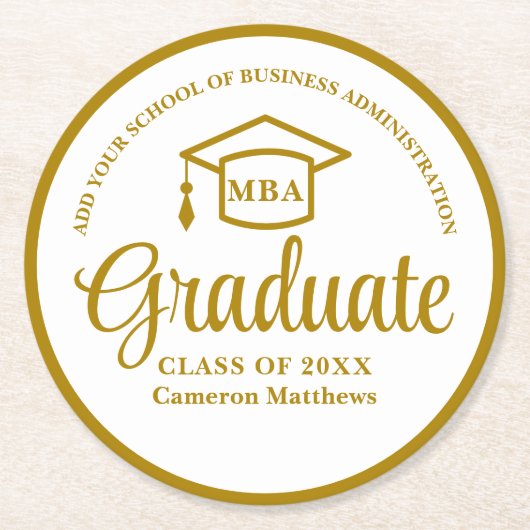 エレガント金ゴールド事業学校卒業党 ラウンドペーパーコースター (正面)