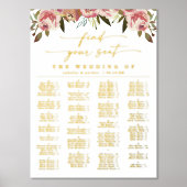 エレガント金ゴールド付きアルファベ実在ル席表 箔ポスター (正面)