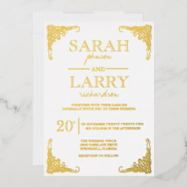 エレガント金ゴールド伝統的結婚ハワイアン 箔招待状