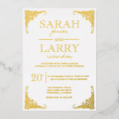 エレガント金ゴールド伝統的結婚ハワイアン 箔招待状 (正面)