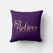 エレガント金ゴールド信じアントラー・クリスマス・アクセント クッション (裏面)