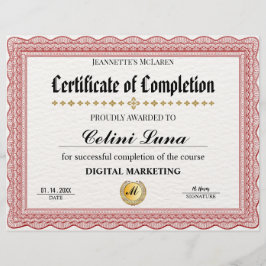 エレガント金ゴールド修了証 – モダン