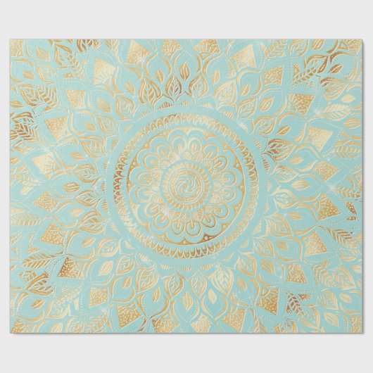 エレガント金ゴールド光ティール(緑がかった色)フローラ ラッピングペーパー (フラット)